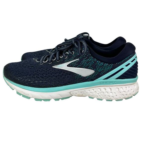 Men's Brooks Ghost 11 Navy and Teal Running Shoes Size 10.5 Wide NO INSOLES - Picture 8 of 12